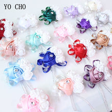 Load image into Gallery viewer, Wrist Corsage Bridesmaid Bride Wrist Corsage Bracelet Supplies Silk Roses White Wrist Flower Marriage Wedding Accessories