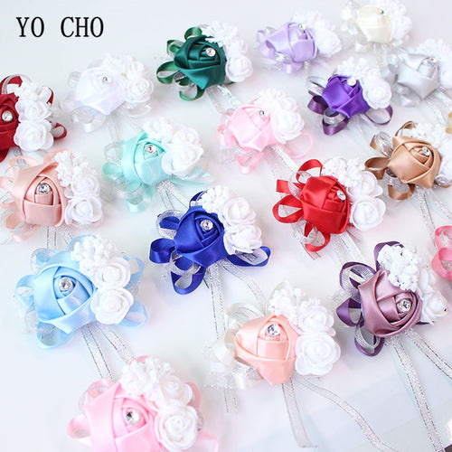 Wrist Corsage Bridesmaid Bride Wrist Corsage Bracelet Supplies Silk Roses White Wrist Flower Marriage Wedding Accessories