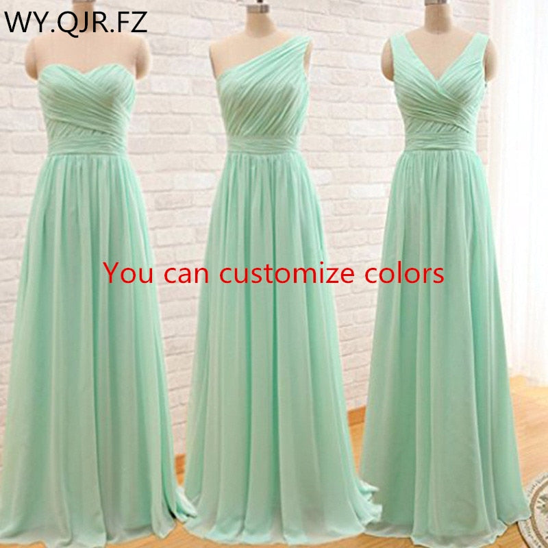 QNZL95#Custom colors long Bridesmaid Dresses mint green Chiffon wedding party dress party gown wholesale women's cheap clothing