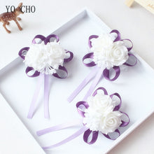 Load image into Gallery viewer, Handmade Foam White Rose Wrist Flowers for Bridesmaid Wrist Corsage Bracelet Band Wedding Accessories Bridal Wrist Flower