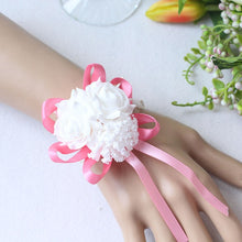 Load image into Gallery viewer, Handmade Foam White Rose Wrist Flowers for Bridesmaid Wrist Corsage Bracelet Band Wedding Accessories Bridal Wrist Flower