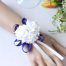 Load image into Gallery viewer, Handmade Foam White Rose Wrist Flowers for Bridesmaid Wrist Corsage Bracelet Band Wedding Accessories Bridal Wrist Flower
