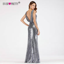 Load image into Gallery viewer, Sequined Evening Dresses 2020 Ever Pretty EP07551 Elegant Mermaid Long O-Neck Backless Sliver Formal Party Gowns Robe De Soiree