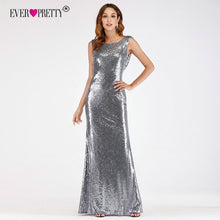 Load image into Gallery viewer, Sequined Evening Dresses 2020 Ever Pretty EP07551 Elegant Mermaid Long O-Neck Backless Sliver Formal Party Gowns Robe De Soiree