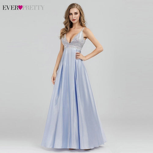 Sparkle Prom Dresses Ever Pretty Sequined Sexy Deep V-Neck Backless Sleeveless Prom Dresses EP07899BL Vestidos Largos De Fiesta