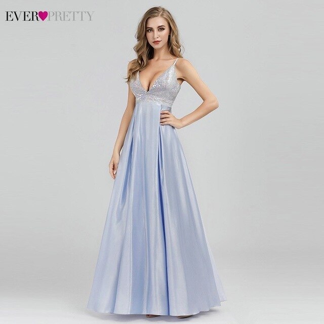 Sparkle Prom Dresses Ever Pretty Sequined Sexy Deep V-Neck Backless Sleeveless Prom Dresses EP07899BL Vestidos Largos De Fiesta