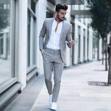 Load image into Gallery viewer, 2019 Latest Grey Mens Slim Fit Suits Casual Custom Mens Business Formal Tuxedo Wedding Suits 2 Pieces Costume Homme Jacket Pants