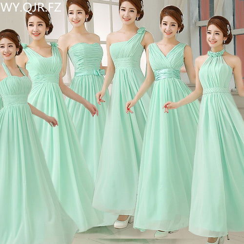 W150#Wholesale Custom Made Chiffon Green Blue Wine Red long lace up Bridesmaid Dresses Wedding Party Dress Prom Gown women cloth