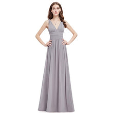 Load image into Gallery viewer, Elegant Long Evening Dresses EB26109 Cheap V-Neck Sleeveless A-line Chiffon 2020 Special Occasion Gowns Vestido Longo De Festa
