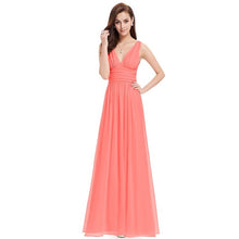 Load image into Gallery viewer, Elegant Long Evening Dresses EB26109 Cheap V-Neck Sleeveless A-line Chiffon 2020 Special Occasion Gowns Vestido Longo De Festa