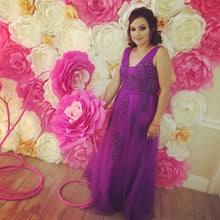 Load image into Gallery viewer, FADISTEE Vestido De Festa Sweet pink Lace V-neck Long Evening Dress Bride Party Sexy Backless beads pearls Prom Dresses