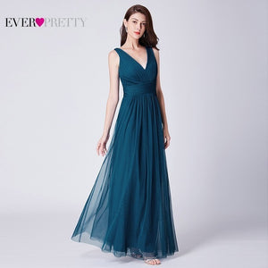 Elegant Tulle Prom Dresses Ever Pretty V-Neck Sleeveless Formal Prom Dress EP07526 Women Summer Party Gowns Vestidos Compridos