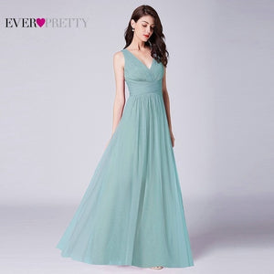 Elegant Tulle Prom Dresses Ever Pretty V-Neck Sleeveless Formal Prom Dress EP07526 Women Summer Party Gowns Vestidos Compridos