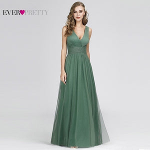 Elegant Tulle Prom Dresses Ever Pretty V-Neck Sleeveless Formal Prom Dress EP07526 Women Summer Party Gowns Vestidos Compridos