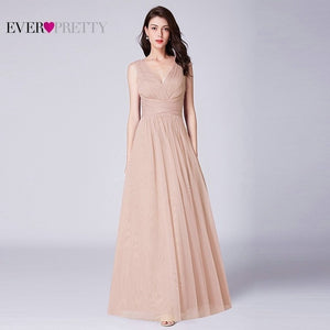 Elegant Tulle Prom Dresses Ever Pretty V-Neck Sleeveless Formal Prom Dress EP07526 Women Summer Party Gowns Vestidos Compridos