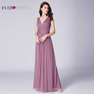 Elegant Tulle Prom Dresses Ever Pretty V-Neck Sleeveless Formal Prom Dress EP07526 Women Summer Party Gowns Vestidos Compridos