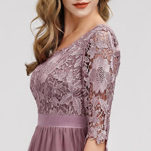 Load image into Gallery viewer, Lace Evening Dresses Long Ever Pretty O-Neck A-Line Half Sleeve Sexy Appliques Elegant Women Evening Gowns Robe De Soiree 2019
