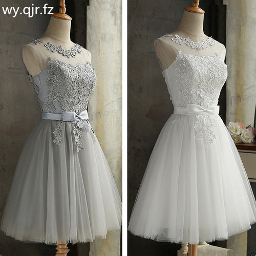 PTH#Lace up embroidery grey short bridesmaid dresses wholesale cheap wedding party prom dress girl 2020 spring new champagne red