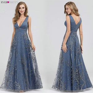 Sexy Prom Dresses Ever Pretty Deep V-Neck Sleeveless A-Line Cheap Women Formal Party Dresses Estidos De Fiesta De Noche 2019
