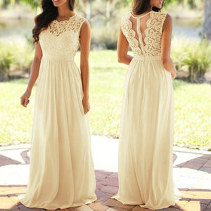 U-SWEAR 2019 Sexy Lace Backless Bridesmaid Dresses O-Neck Sleeveless Long Chiffon Wedding Party Formal Gowns Vestidos De Festa