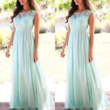Load image into Gallery viewer, U-SWEAR 2019 Sexy Lace Backless Bridesmaid Dresses O-Neck Sleeveless Long Chiffon Wedding Party Formal Gowns Vestidos De Festa