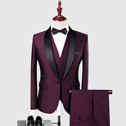 New Arrival Customized Shawl Black Lapel Groom suit Wedding Best Men suits 3 Pieces (Jacket+Pants+Vest) Royal Blue man Suit