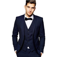 Load image into Gallery viewer, New Arrival Customized Shawl Black Lapel Groom suit Wedding Best Men suits 3 Pieces (Jacket+Pants+Vest) Royal Blue man Suit