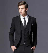 Load image into Gallery viewer, New Arrival Customized Shawl Black Lapel Groom suit Wedding Best Men suits 3 Pieces (Jacket+Pants+Vest) Royal Blue man Suit