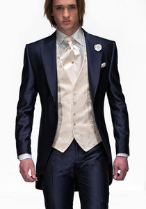 New Arrival Customized Shawl Black Lapel Groom suit Wedding Best Men suits 3 Pieces (Jacket+Pants+Vest) Royal Blue man Suit