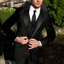 Load image into Gallery viewer, New Arrival Customized Shawl Black Lapel Groom suit Wedding Best Men suits 3 Pieces (Jacket+Pants+Vest) Royal Blue man Suit