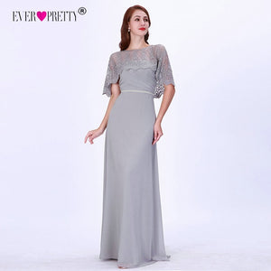 Grey Evening Dresses Long 2019 Ever Pretty EZ07612GY Lace Half Sleeve Chiffon Formal Party Dresses Women Elegant Evening Gowns