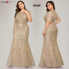 Load image into Gallery viewer, Plus Size Elegant Evening Dresses Saudi Arabia Ever Pretty Mermaid Sequined Lace Appliques Mermaid Long Dress 2019 Party Gowns