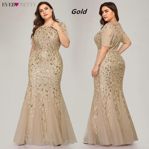 Plus Size Elegant Evening Dresses Saudi Arabia Ever Pretty Mermaid Sequined Lace Appliques Mermaid Long Dress 2019 Party Gowns