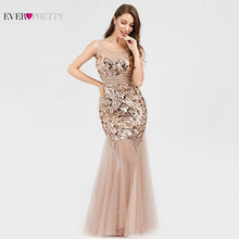 Load image into Gallery viewer, Plus Size Gold Sequined Evening Dresses Ever Pretty Mermaid V-Neck Elegant Women Formal Party Long Dresses Abendkleider 2020