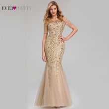 Load image into Gallery viewer, Plus Size Gold Sequined Evening Dresses Ever Pretty Mermaid V-Neck Elegant Women Formal Party Long Dresses Abendkleider 2020