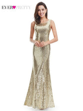 Load image into Gallery viewer, Plus Size Gold Sequined Evening Dresses Ever Pretty Mermaid V-Neck Elegant Women Formal Party Long Dresses Abendkleider 2020