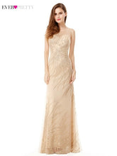 Load image into Gallery viewer, Plus Size Gold Sequined Evening Dresses Ever Pretty Mermaid V-Neck Elegant Women Formal Party Long Dresses Abendkleider 2020