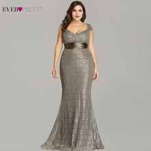 Load image into Gallery viewer, Plus Size Gold Sequined Evening Dresses Ever Pretty Mermaid V-Neck Elegant Women Formal Party Long Dresses Abendkleider 2020