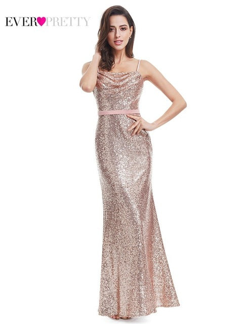 Plus Size Gold Sequined Evening Dresses Ever Pretty Mermaid V-Neck Elegant Women Formal Party Long Dresses Abendkleider 2020