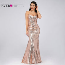 Load image into Gallery viewer, Plus Size Gold Sequined Evening Dresses Ever Pretty Mermaid V-Neck Elegant Women Formal Party Long Dresses Abendkleider 2020