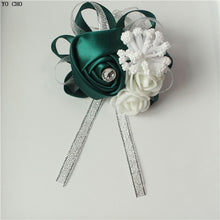 Load image into Gallery viewer, Wrist Corsage Bridesmaid Bride Wrist Corsage Bracelet Supplies Silk Roses White Wrist Flower Marriage Wedding Accessories