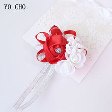 Load image into Gallery viewer, Wrist Corsage Bridesmaid Bride Wrist Corsage Bracelet Supplies Silk Roses White Wrist Flower Marriage Wedding Accessories