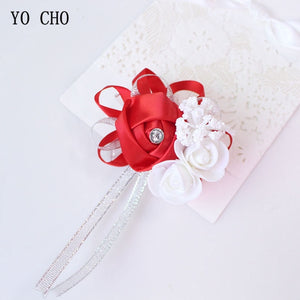 Wrist Corsage Bridesmaid Bride Wrist Corsage Bracelet Supplies Silk Roses White Wrist Flower Marriage Wedding Accessories