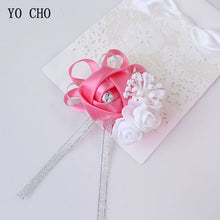 Load image into Gallery viewer, Wrist Corsage Bridesmaid Bride Wrist Corsage Bracelet Supplies Silk Roses White Wrist Flower Marriage Wedding Accessories