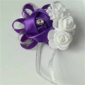 Wrist Corsage Bridesmaid Bride Wrist Corsage Bracelet Supplies Silk Roses White Wrist Flower Marriage Wedding Accessories