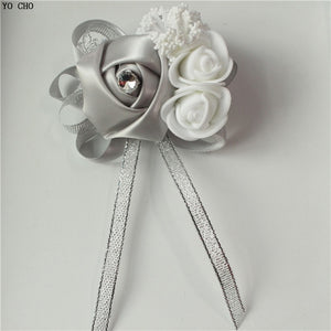 Wrist Corsage Bridesmaid Bride Wrist Corsage Bracelet Supplies Silk Roses White Wrist Flower Marriage Wedding Accessories