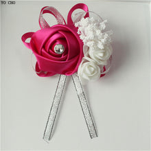 Load image into Gallery viewer, Wrist Corsage Bridesmaid Bride Wrist Corsage Bracelet Supplies Silk Roses White Wrist Flower Marriage Wedding Accessories