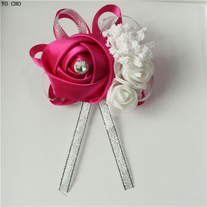 Wrist Corsage Bridesmaid Bride Wrist Corsage Bracelet Supplies Silk Roses White Wrist Flower Marriage Wedding Accessories