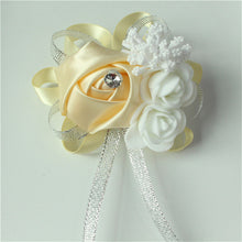 Load image into Gallery viewer, Wrist Corsage Bridesmaid Bride Wrist Corsage Bracelet Supplies Silk Roses White Wrist Flower Marriage Wedding Accessories