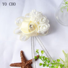 Load image into Gallery viewer, Wrist Corsage Bridesmaid Bride Wrist Corsage Bracelet Supplies Silk Roses White Wrist Flower Marriage Wedding Accessories